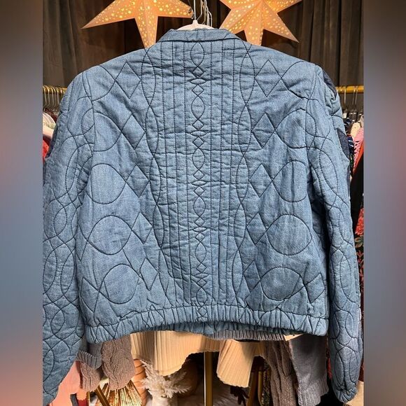 Free People Quinn Quilted Jacket Indigo Combo - Picture 11 of 12